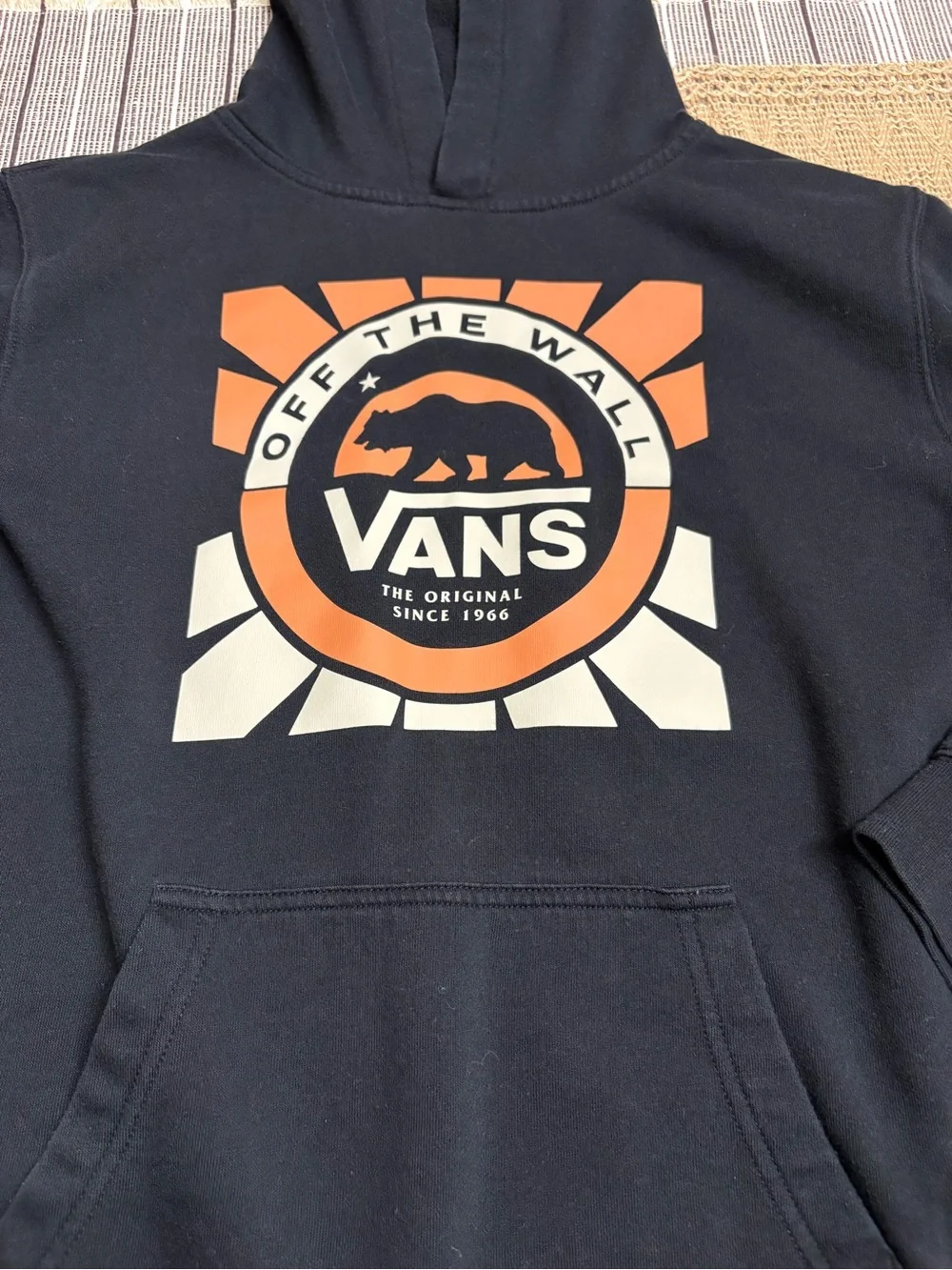 Vans Men’s Black Hoodie with Orange and Cream Logo